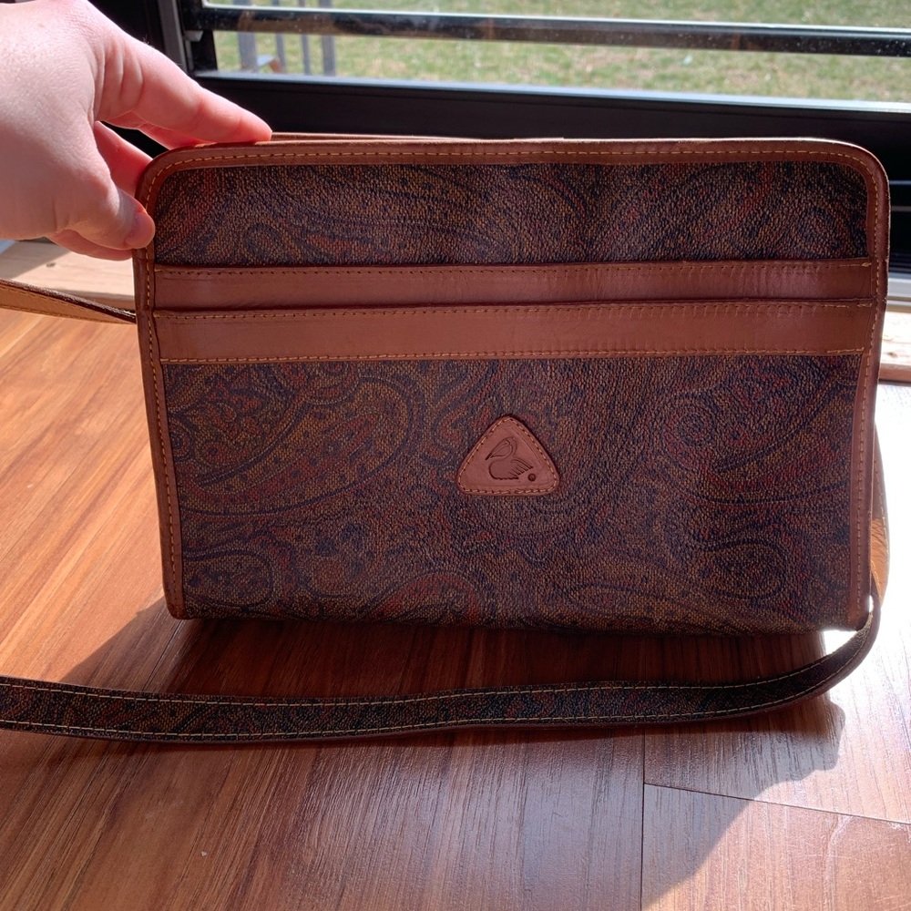 EUC Coated Canvas and Leather Trim Crossbody